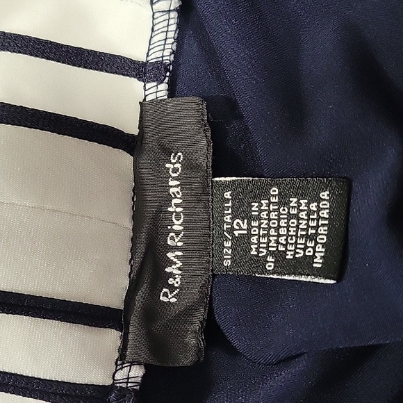 R&M Richards Size 12 Navy and White Open Front Cardigan/kimono - Picture 2 of 4